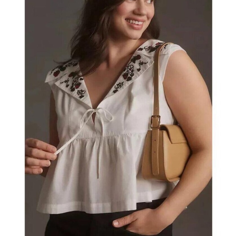 Maeve Babydoll Strawberry Blouse - Picture 2 of 7